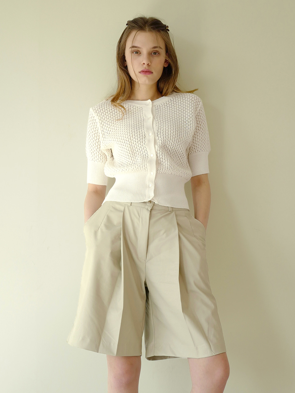 [8th]reversible ribbed cardigan (ivory)