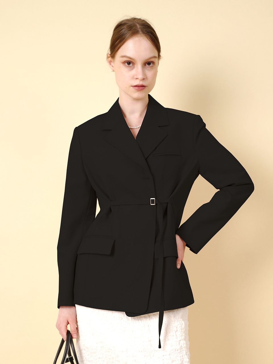 belted line jacket(black)