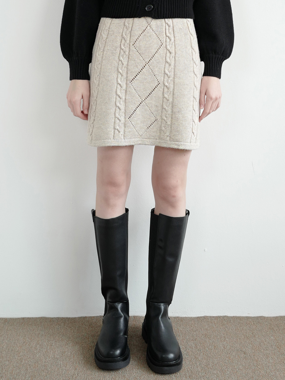 argyle bubble knit skirt