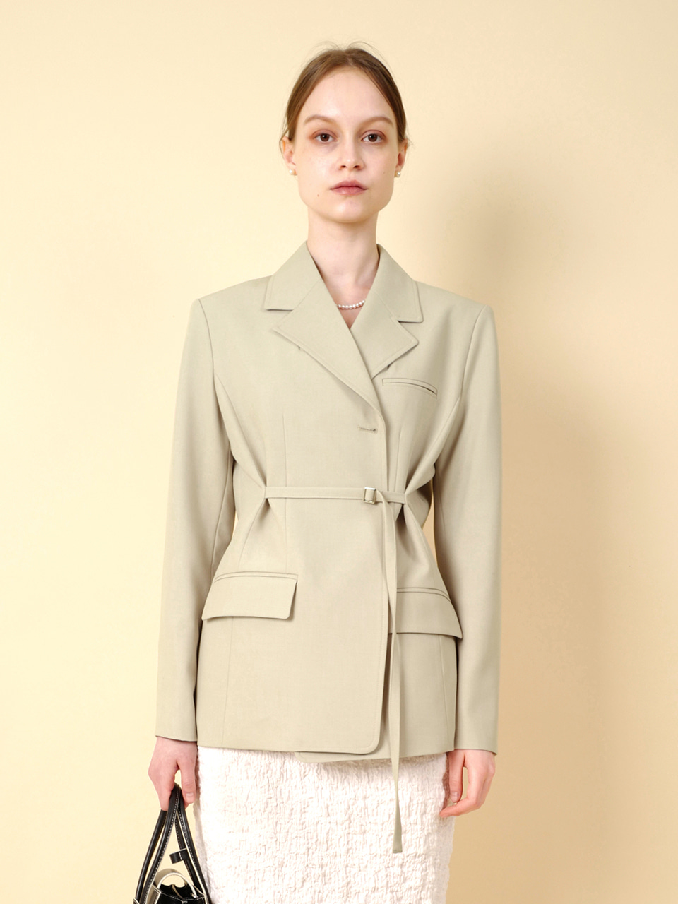 belted line jacket(khaki beige)