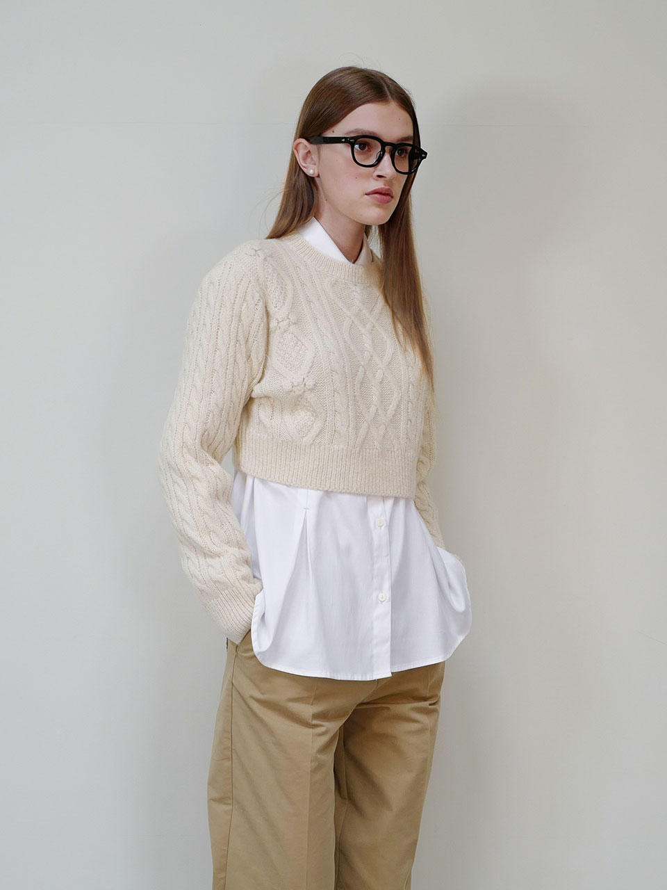 cable crop knit (ivory)