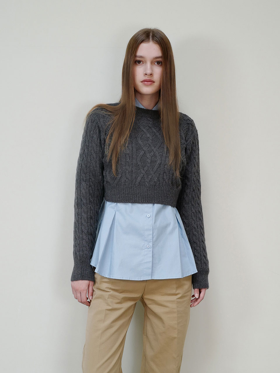 cable crop knit (charcoal)